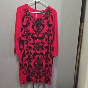 Alfani Red and Black Long Sleeve Dress